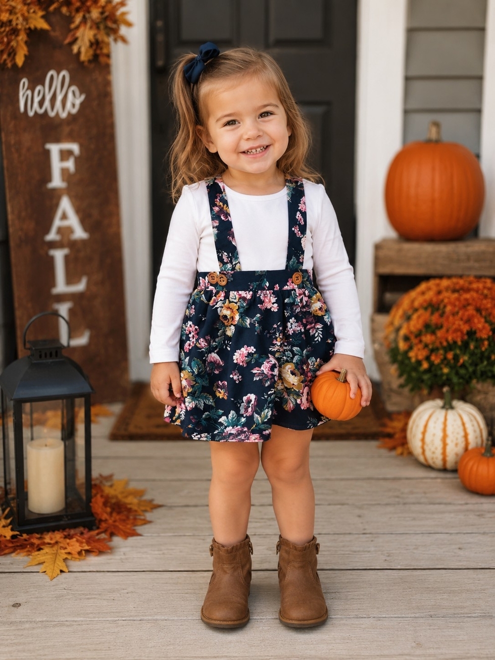 Bailey's Blossoms Floral Suspender Skirt | Navy Vintage Rose Twirl Skirt 3t
